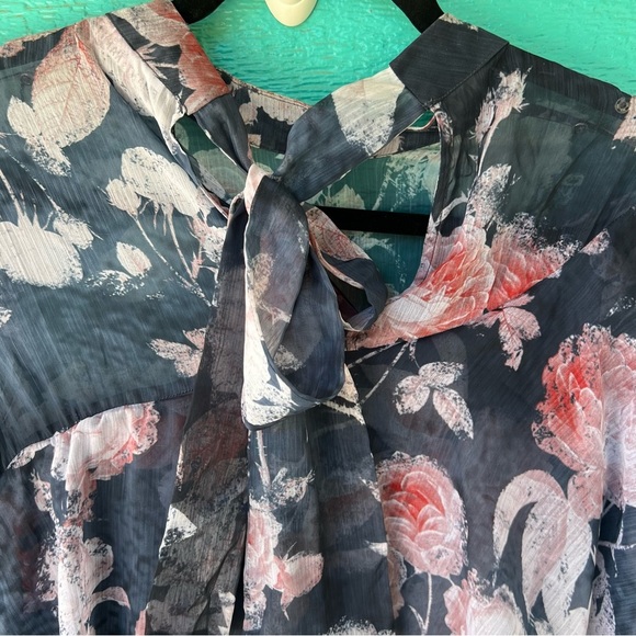 HEMANT AND NANDITA SAMMY SHEER FLORAL TIERED RUFFLE DRESS  SIZE SMALL - Picture 14 of 16